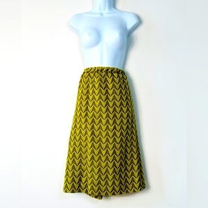 FIRMIANA Chartreuse and Gray Tweed Wool Midi Skirt Size Large NWOT